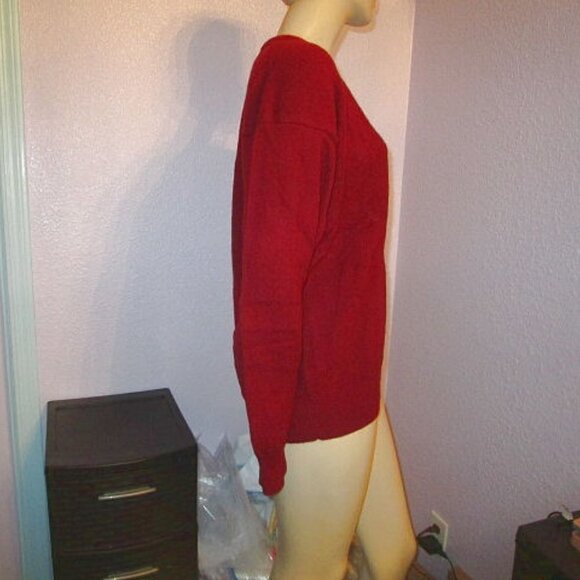 Vtg Harbour Club Sweater Mens Size L Lambswool Knit Pullover V-Neck Holiday Red - Picture 5 of 7